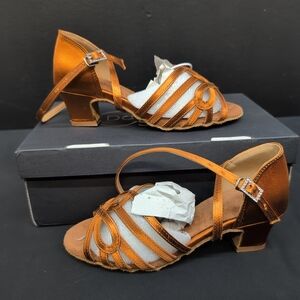 Danceand Sway Cuban Heel Women's Elegant Dance Shoes Sandals Size US 5 Brown